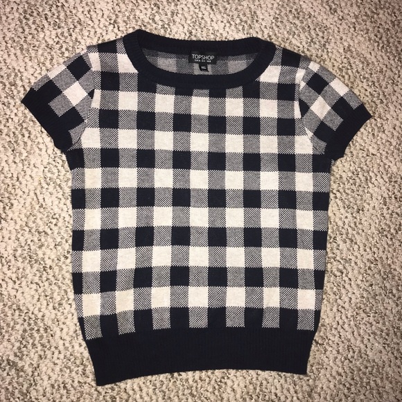 Topshop Knit Checkered Top - Picture 2 of 5